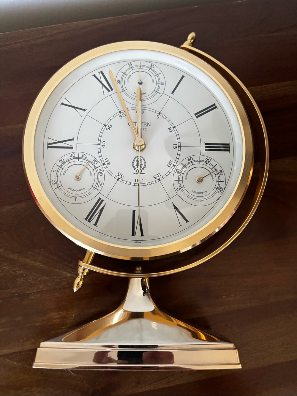 Citizen Gold and Silver Desk Clock with White Dial